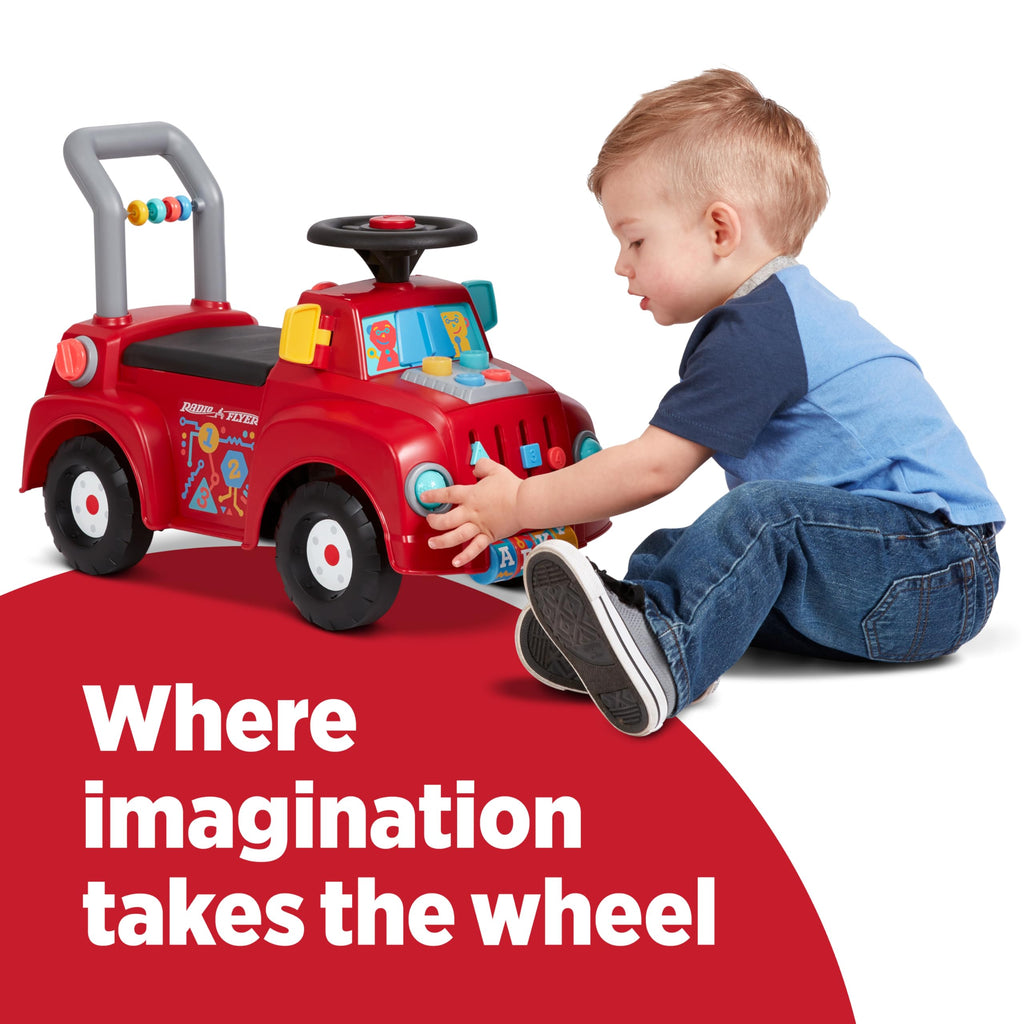 Radio Flyer Tinker Truck With Lights & Sounds, Toddler Ride On Toy, For Ages 1-3, Red