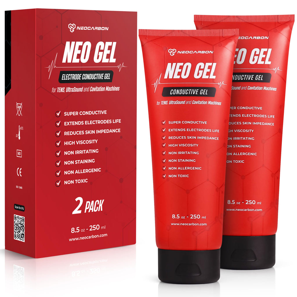 NEOCARBON Electrode Conductive Gel for TENS Unit, Doppler Ultrasound Device, Cavitation microcurrent Machine and Replacement Pads, Clear 2 Pack, 250 ml