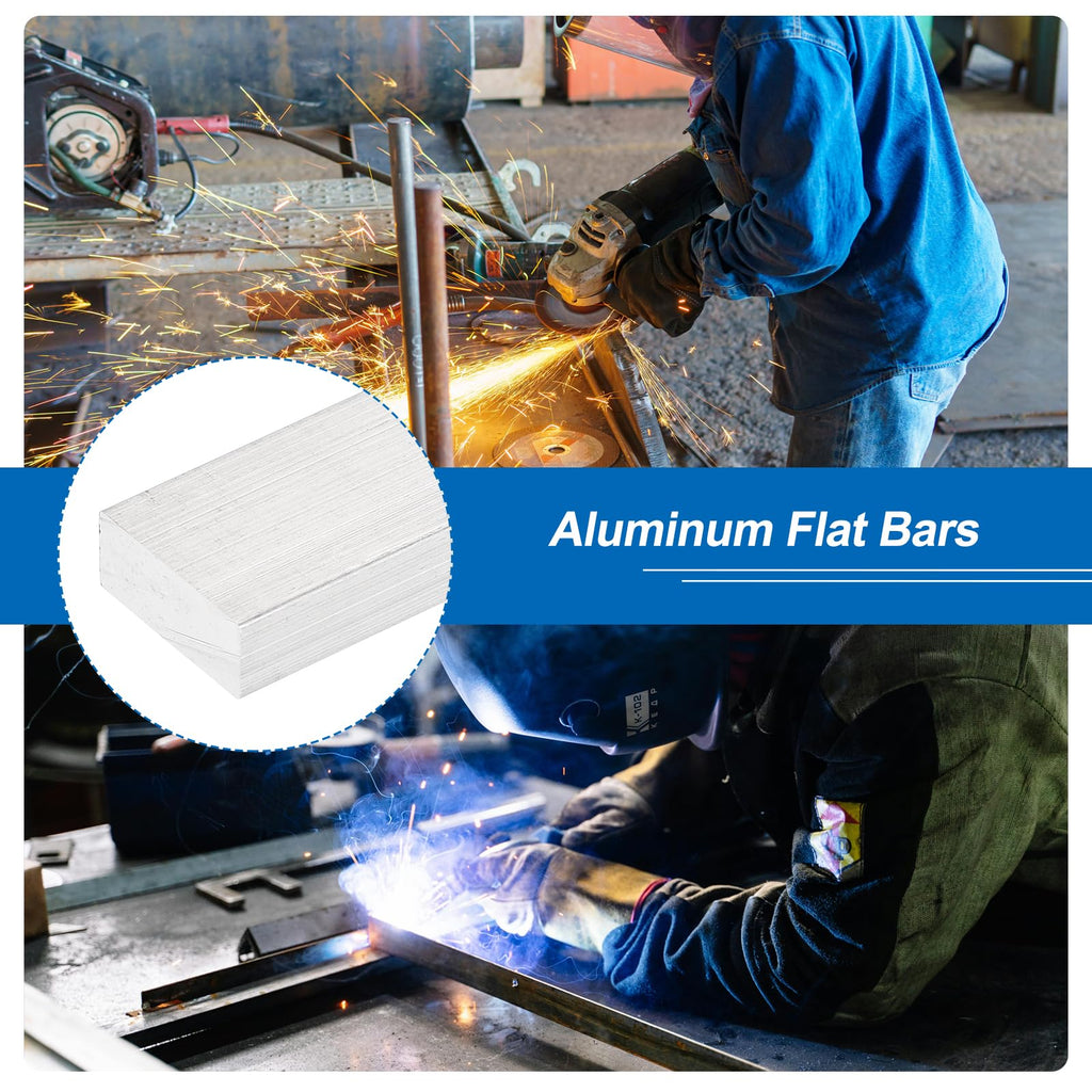MECCANIXITY 6 Pcs Square Aluminum Flat Bar, 3/16" (5mm) Thick x 3/8" (10mm) Width x 16" (406.4mm) Long 6061 Aluminum Flat Plate Solid New Mill Stock Silver for Industrial Building