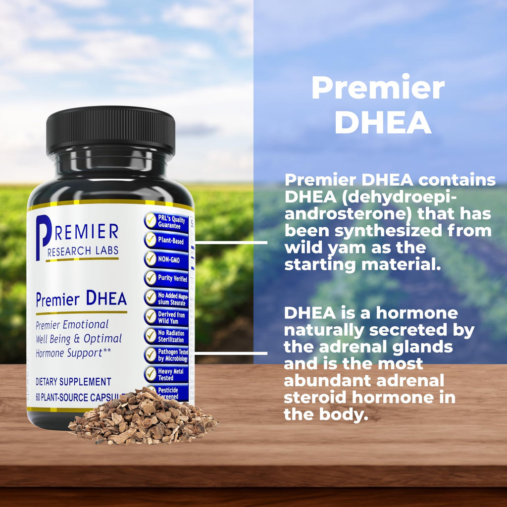 Premier Research Labs Premier DHEA - DHEA Supplement for Women & Men, Pure DHEA 25mg, Hormone Support for Healthy Aging, Wild Yam DHEA, Vegan Friendly - 60 Vegetarian Capsules