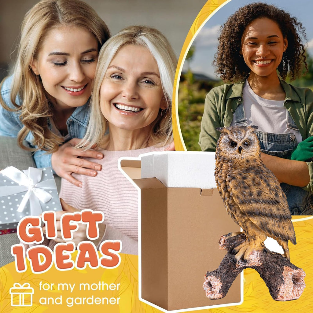 RKGOMDMU 13.3 - inch Owl Decoy Decor Outdoor Statue. Ideal for Animal Statues Courtyard Lawn Decoration, Sculptures for Yard and Grassland Adornment, Housewarming Gift.