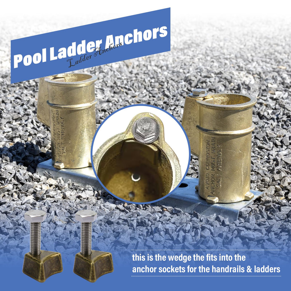Pool Ladder Anchors Bronze Wedge Assembly, for PW-4C Perma 3", 4" Sockets, In-Ground Swimming Pool Ladder & Stair Rail Anchor Fixing Parts - 2 Pack
