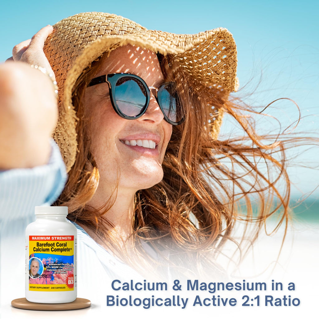 Barefoot Coral Calcium Complete 1500mg, 240 Capsules- Coral Calcium Supplement Developed by Bob Barefoot- Supports Overall Health & PH Levels- Contains Calcium, Magnesium & Vitamin D3