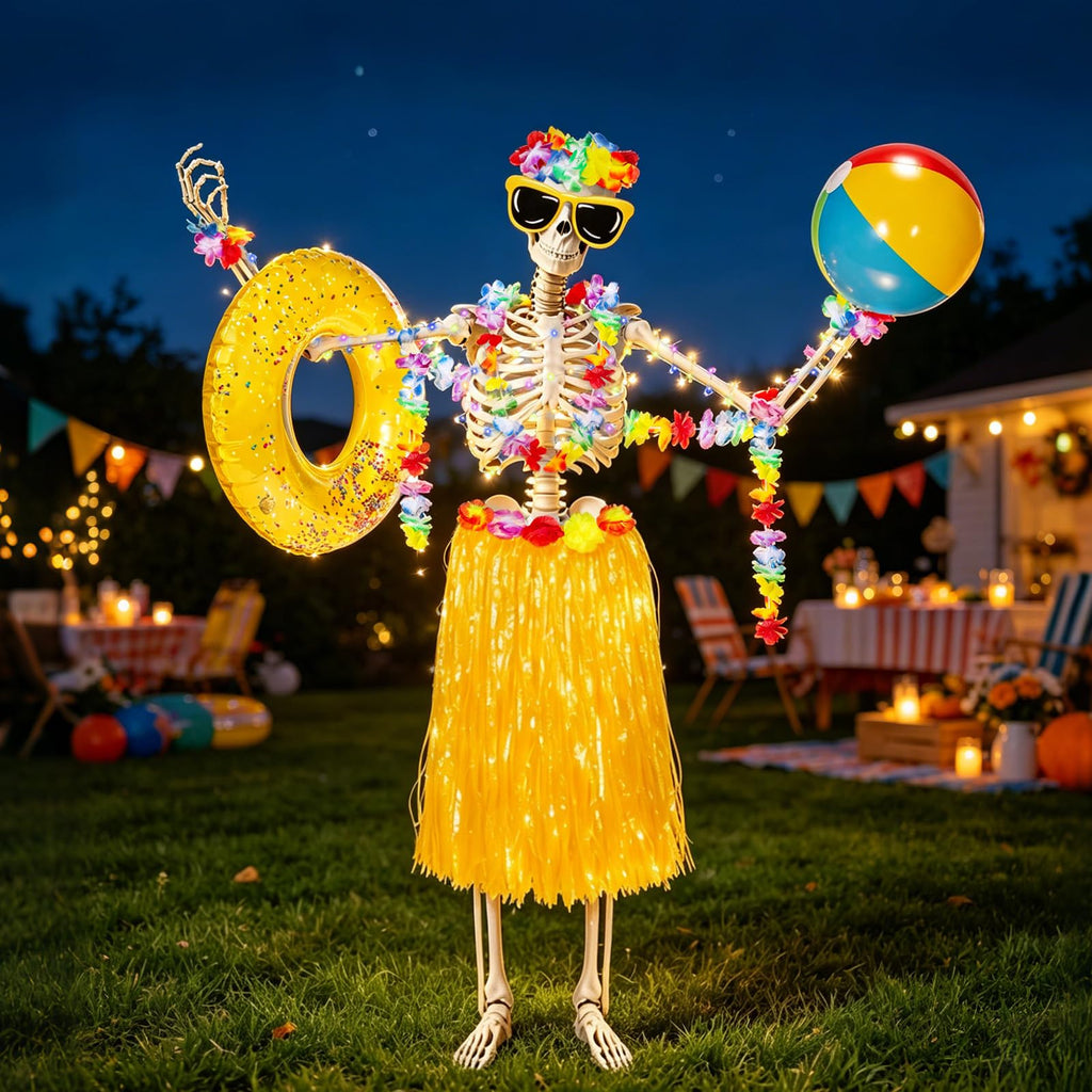 Apopipico 10 Pcs 12 ft Skeleton Summer Costume Outfits Accessories Set