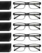 JOLISU 5PCS Reading Glasses Men - Blue Light Blocking Computer Metal Thin Frame Readers For Mens/Women （2.50）