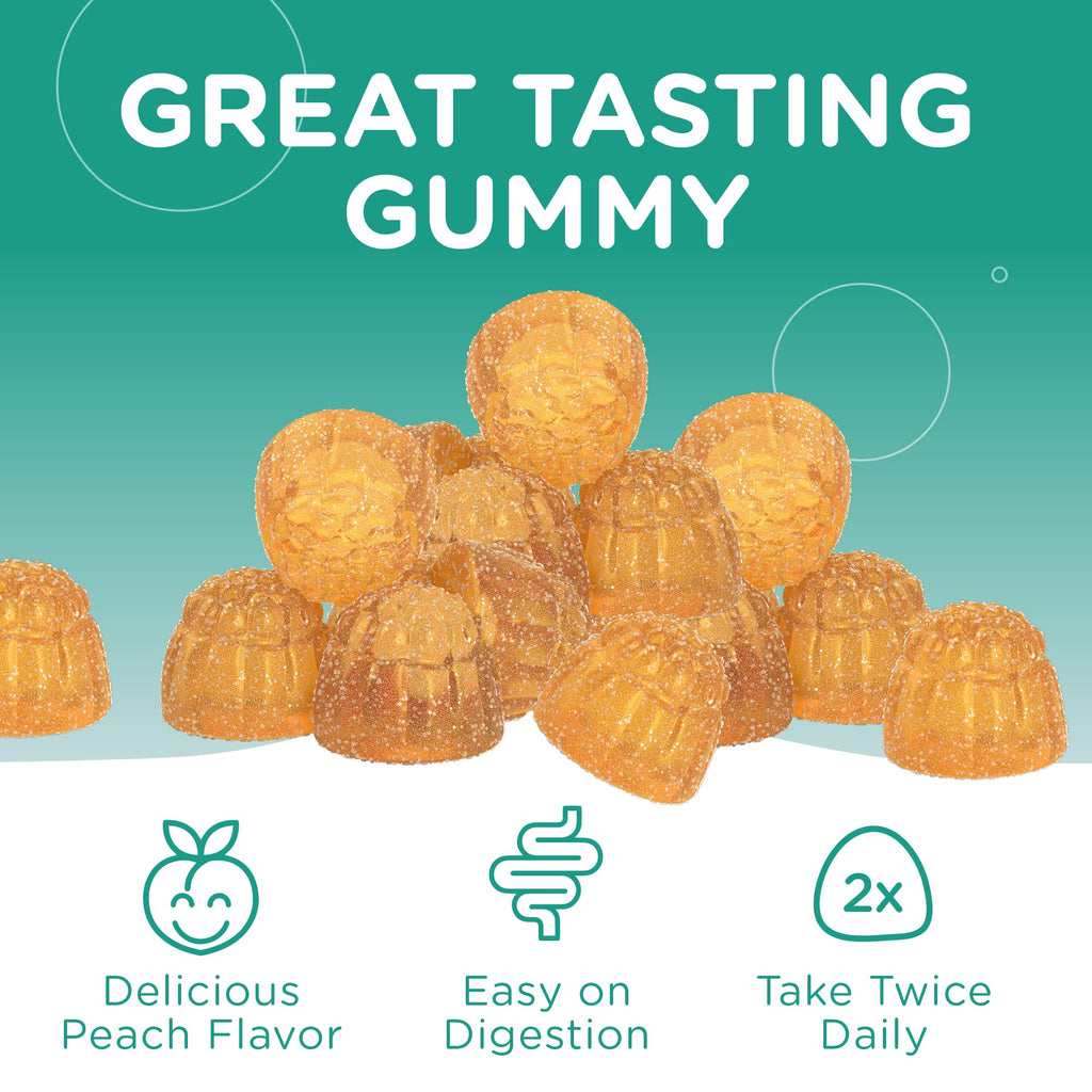 Chapter One Magnesium Gummies, Great Tasting Magnesium for Kids, Calm Kids Magnesium, Magnesium Gummies for Women and Men, Certified Kosher (Peach)
