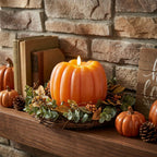 ARIKJ Fall Decorations for Home, Large Flameless Pumpkin Candle, Orange
