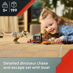 LEGO Jurassic World T. rex River Escape - Dinosaur Toy for Kids, Boys, and Girls, Ages 5-7 - Jurassic World Toy Boat Minifigures - Creative Dinosaur Gift for Movie Fans - 76975