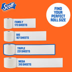Scott ComfortPlus Toilet Paper, 48 Triple Rolls, 231 Sheets per Roll, Septic-Safe, 1-Ply Toilet Tissue