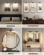 EZVALO Picture Light for Wall, Rechargeable 2400mAh Lights Wireless with IR Remote, 3 Color & Dimmable Magnetic 7.8'' LED Lights Display for Painting, Living Room, Gallery, Bedroom(Black-3P)