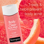 Neutrogena Body Clear Acne Body Wash Pink Grapefruit - Salicylic Acid Formula for Breakout Treatment, Exfoliating Cleanser for Clear Skin, 8.5 fl. oz. Bottle, 3-Pack