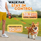 Retractable Dog Leash 18.2 ft – Chew Proof Cable Included – 360° Tangle-Free Design – Heavy Duty Reflective Leash – Soft Anti-Slip Grip Outdoor Daily for Dogs 10-50 lbs (Blue)
