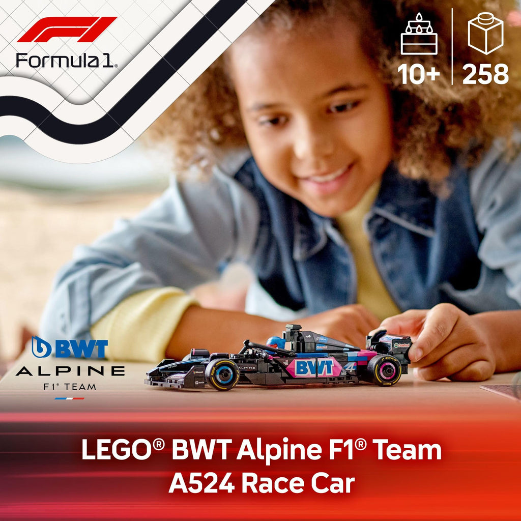LEGO Speed Champions BWT Alpine F1 Team A524 Race Car Toy - Building Set for Kids, Boys & Girls, Ages 10+ - Toy Car for F1 Fans - Gift Idea for Birthday - 77248