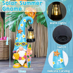 Qeinwha Summer Garden Gnome Statue with Solar Lights