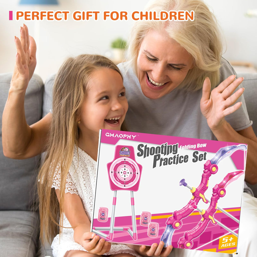 Bow and Arrow Toys for Kids, 2 Pack LED Light Up Archery Set Outdoor Indoor