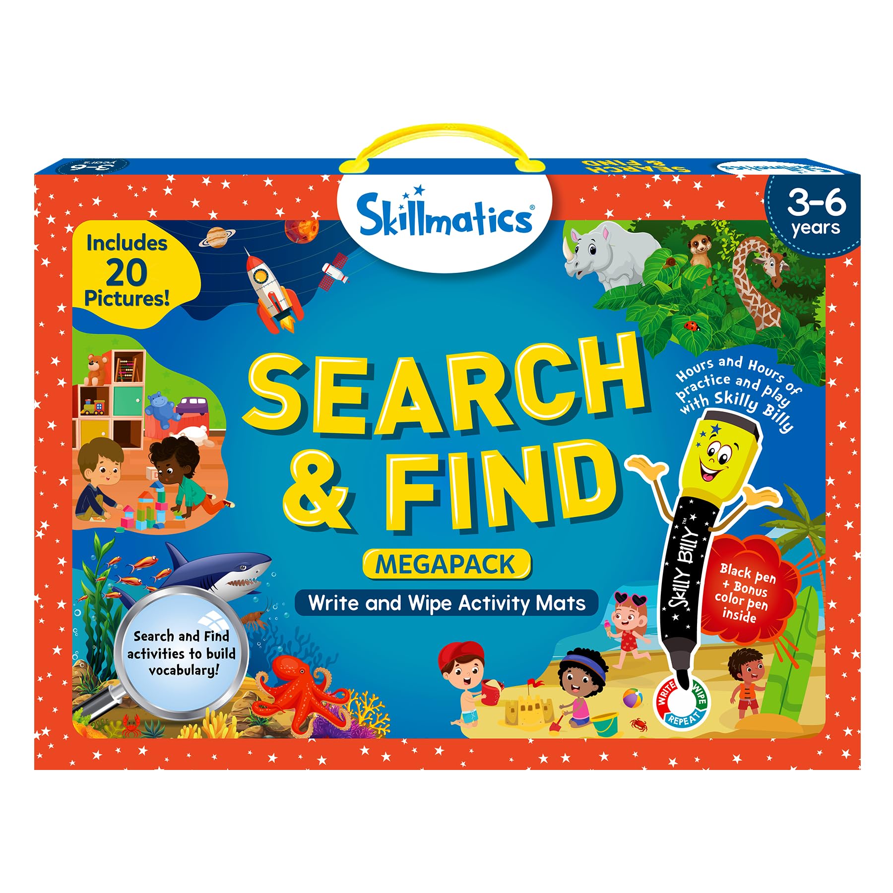 Skillmatics Search and Find Megapack Educational Game - Reusable Preschool Learning Activities, Perfect for Toddlers & Kids Who Love Toys, Art & Crafts, Builds Vocabulary, Gifts for Ages 3, 4, 5, 6