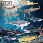 10PCS 5-8" Realistic Shark Figurines Toy for Toddlers 3-5 5-7, Large Ocean Animal Bath Toys for Kids Ages 4-8, Sharks Cake Toppers, Easter Eggs, Birthday Party Favors & Gifts for Boys & Girls