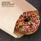 Paper Sandwich Bags Kraft Brown (200 Pack), Food Grade Unbleached Kraft Paper for Bakery, Cookies, Treats, Snacks, Sandwiches