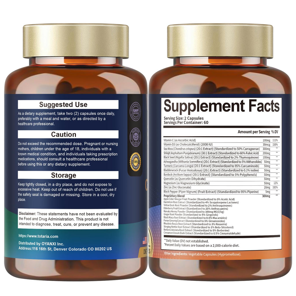 25-in-1 Sea Moss Capsules, 120 Capsules per Bottle, 2 Bottles