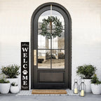 Perfnique Modern Farmhouse Lantern Decor, 15'' 13'' Set of 2 Black Metal Lantern, 2 LED 6hr Timer Flameless Candles ＆ Remote Timer, Lanterns Decorative for Outdoor, Home, Indoor, Patio, Christmas