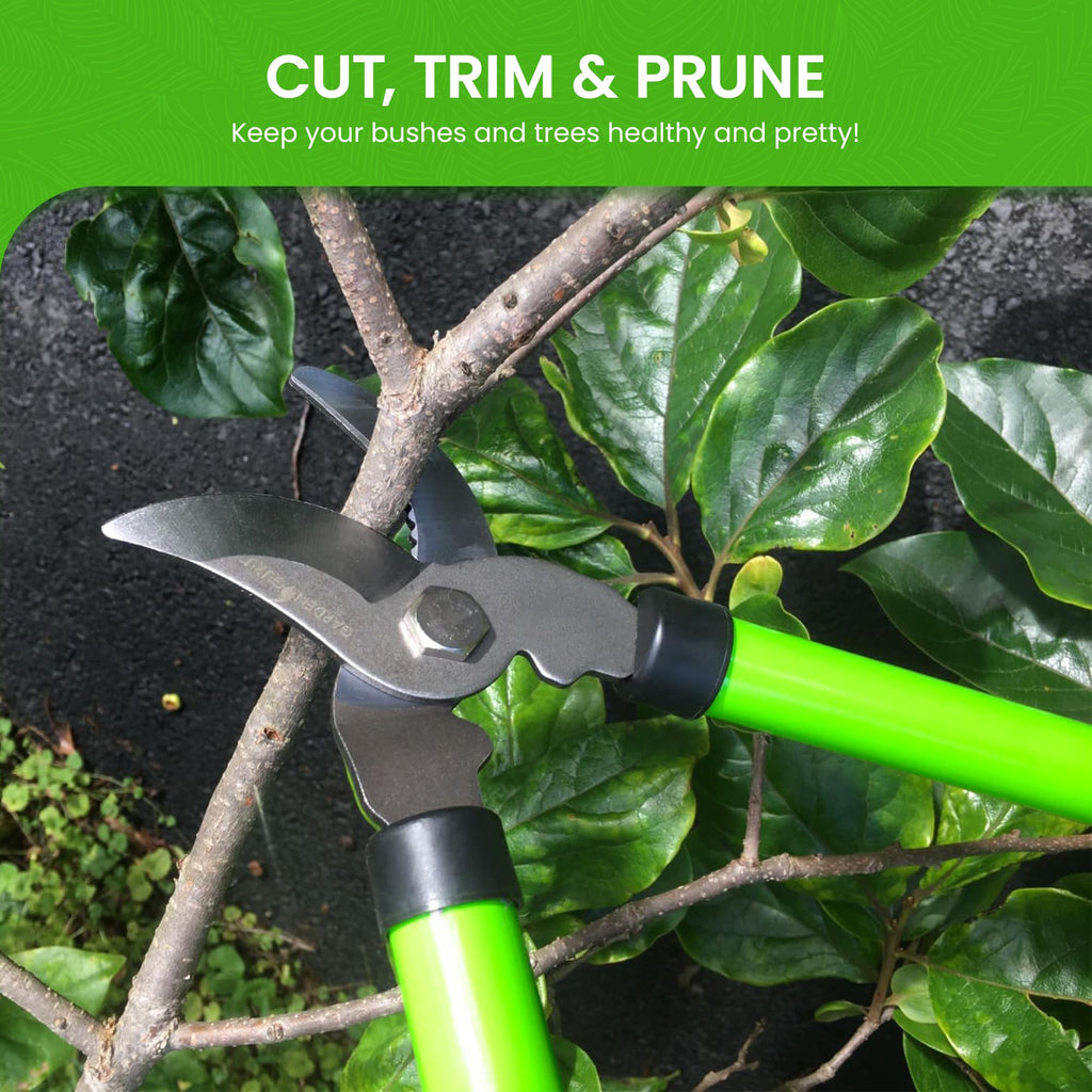 GARDEN GURU Bypass Loppers Tree Trimmer Clipper – Compact 15 inch High Carbon Steel Blade Gardening Loppers Pruning Shear - Comfort Grip Handles – Heavy Duty Branch Cutter – Cut Thick Branches w Ease