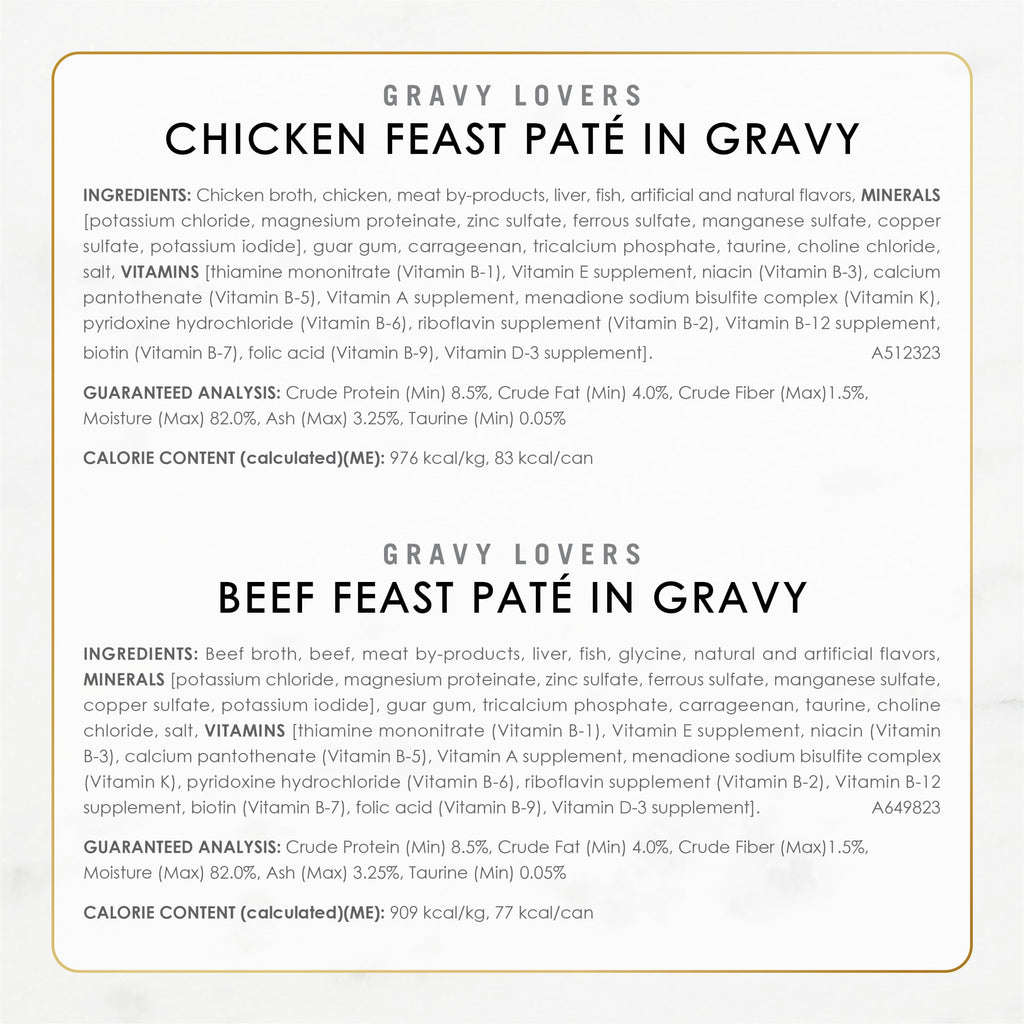 Purina Fancy Feast Gravy Lovers Wet Cat Food Variety Pack, 4.5 lb, 24 Pack