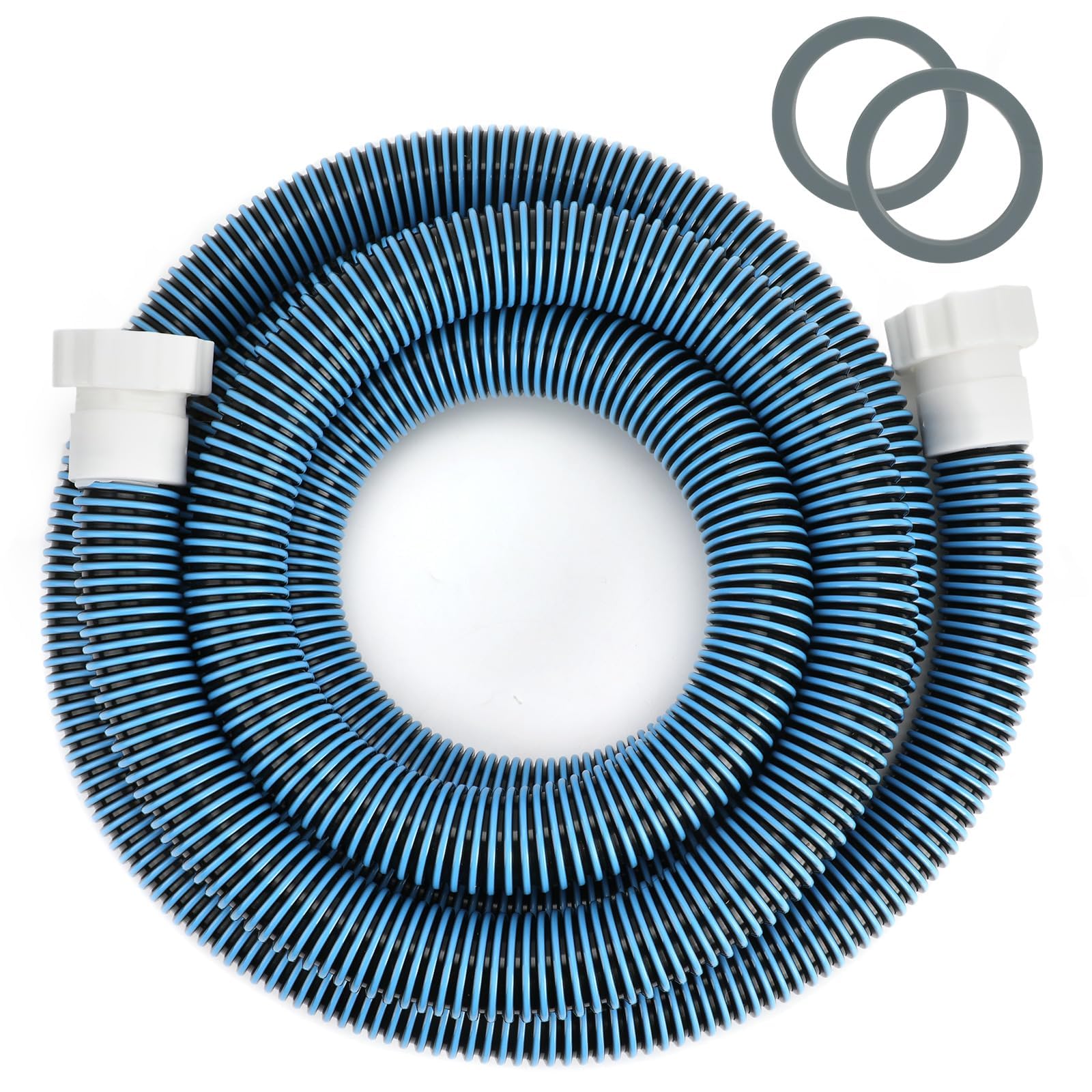 Conderyang 15ft 1 1/2" Pool Hose for Above Ground Pools 15ft Long Pool Pump Replacement Filter Hoses 1.5" EVA Swimming Pool Filter Hose for Filters Pumps, Saltwater Systems and Sand Filters (Blue)