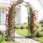 Giantex 86'' Metal Garden Arch, Outdoor Arbor Trellis with 8 Ground Stakes