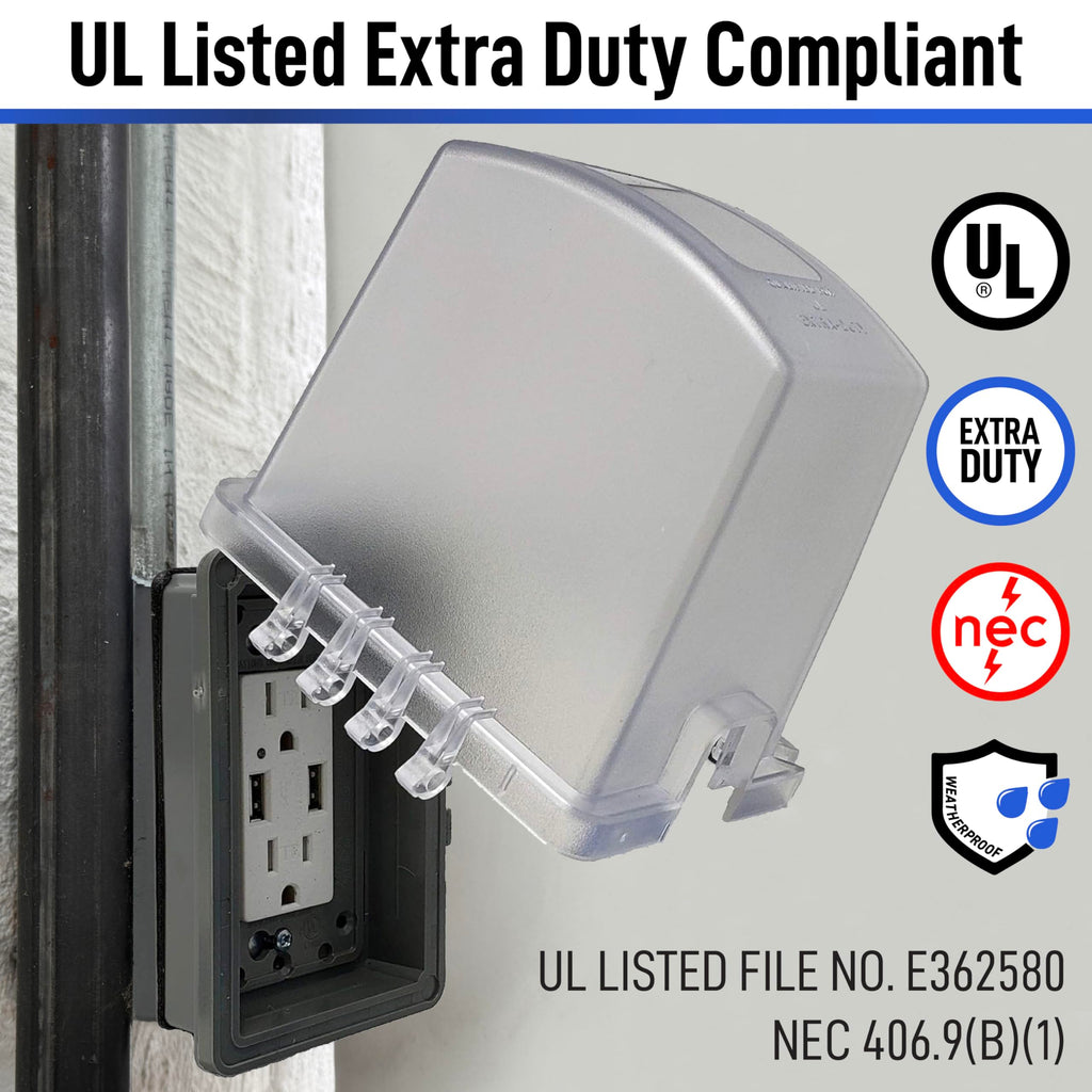 Sealproof 1-Gang Weatherproof In Use Outdoor Outlet Extra Deep Cover | Lockable, UL Extra Duty Compliant, 18 Configurations, Polycarbonate