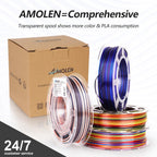 AMOLEN Silk PLA 3D Printer Filament Bundle, Shiny Multicolor Rainbow PLA Filament 1.75mm Pack, Fast Color Change PLA 3D Printing Filament for Most FDM 3D Printer, 200g X 4 Spools