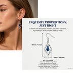 Silver Drod Dangle Earrings with Sapphire Teardrop Crystal for Women
