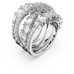 Swarovski Hyperbola Ring, Mixed Cuts, Clear, Rhodium Finished; Size: Us 7; Eu 55