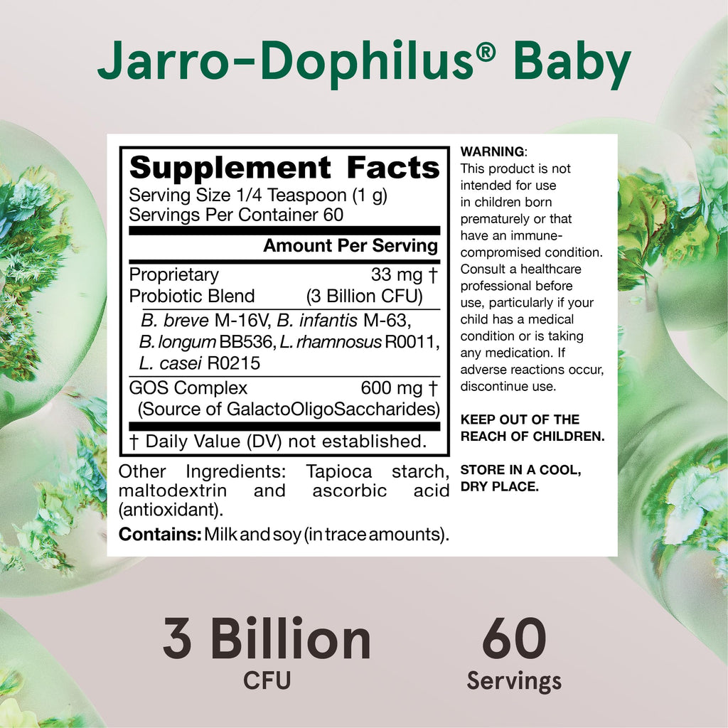 Jarrow Formulas Jarro-Dophilus Baby + GOS - 2.1 oz Powder - Supports Intestinal Health for Babies 3 Months to 4 Years - 60 Servings