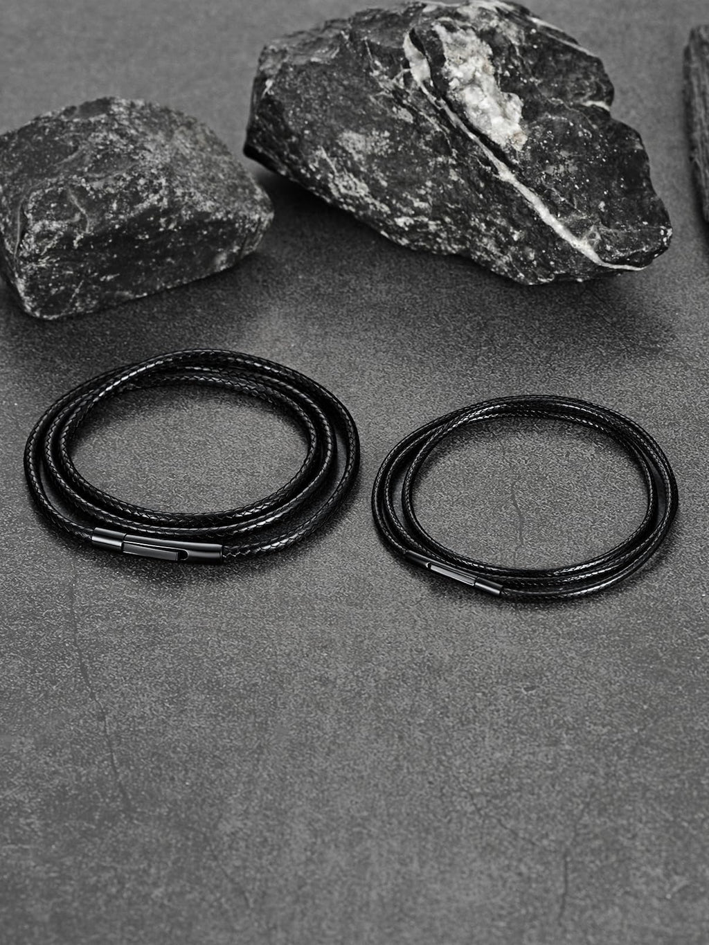 FaithHeart Braided Leather Necklace Cord with Stainless Steel Snap Clasp