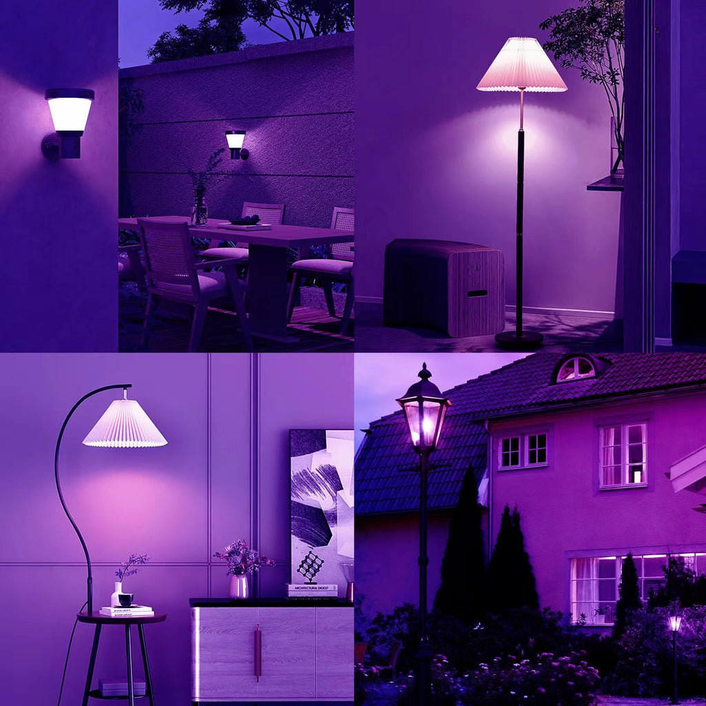 JAHEKS Purple Light Bulbs for Outdoor Porch, 9W(60W Equivalent) E26 Base LED Purple Bulb for Halloween Christmas Wedding,Party,Bar,Holiday Lighting,Home Decor, 2-Pack
