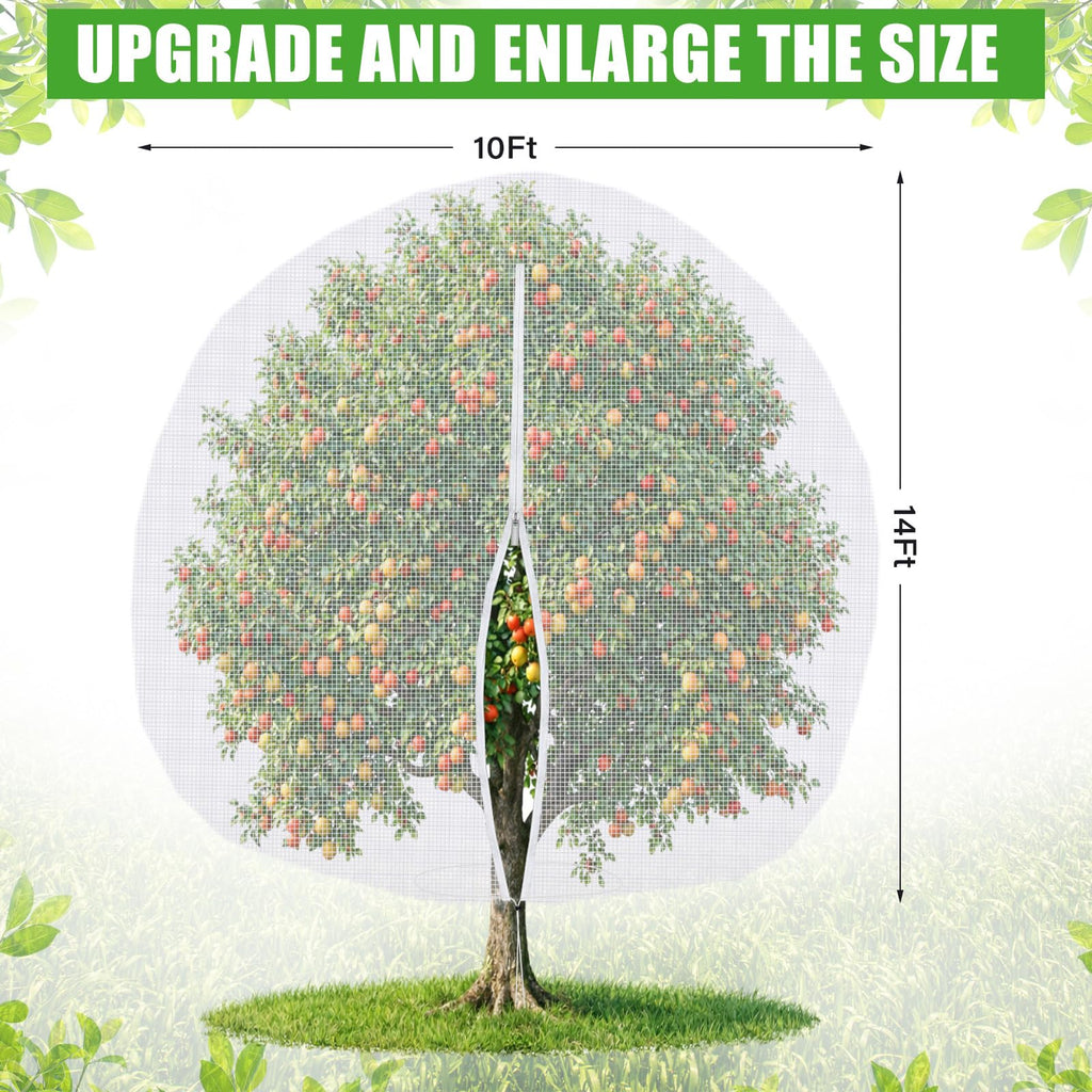 Vincreem 2 Pcs Large Fruit Tree Netting 10 X 14 Ft with Zipper Drawstring