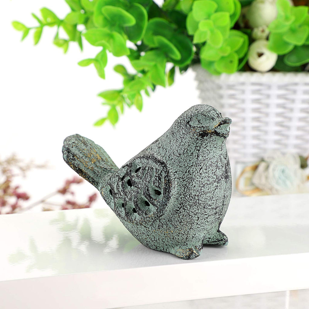OwnMy 2 Cast Iron Green Bird Sculptures Outdoor Indoor Small Birds Statues