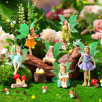 Suzile 11 Pcs Mini Fairies Figurines Miniature Fairy Resin Figurines with Luminous Wings Garden Accessories for Outdoor Yard Pot Plants and Mini Garden Lawn Decorations