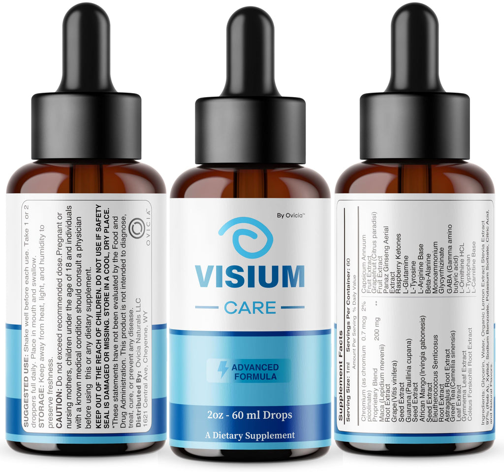 (2 Pack) Visium Care Drops - Official VisiumCare Oral Liquid Drops Advanced Premium Formula Maximum Strength, All Natural Ingredients Vitamins for Overall Health & Wellness, 2 Bottles for 2 Months