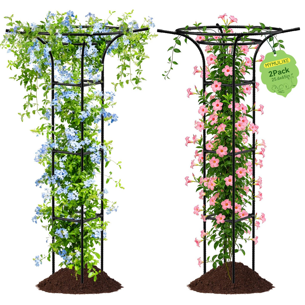2pcs Garden Trellis for Climbing Plants Outdoor, 65 Inch Mushroom Top Trellis for Climbing Plants, Plant Trellis Support for Potted Plants Climbing Vine Rose Clematis Vegetable Trellis