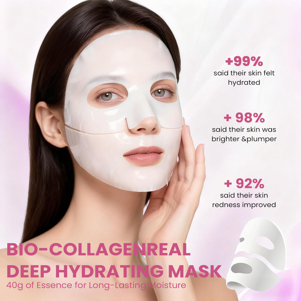 MIXAROLA Collagen Glow Up Mask 2.0, Bio Collagen Face Mask for Firming Skin, Deep Hydration, Wrinkle & Pore Reduction(4 Count (Pack of 1))