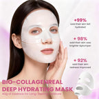 MIXAROLA Collagen Glow Up Mask 2.0, Bio Collagen Face Mask for Firming Skin, Deep Hydration, Wrinkle & Pore Reduction(4 Count (Pack of 1))