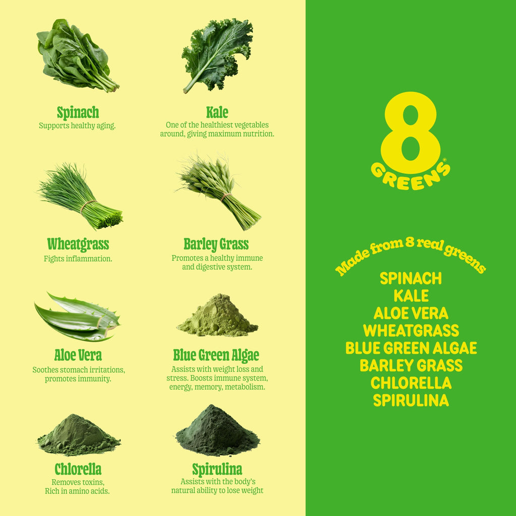 8Greens Supergreens Tablets | Super Greens Powder Superfood Tablet, Metabolism Immunity & Focus, Daily Greens Effervescent Tablets, Organic: Aloe Vera, Spirulina, Chlorella, Lemon Lime, 10 Servings
