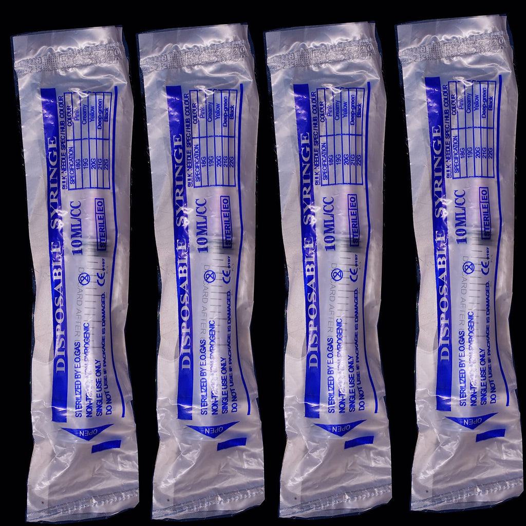 100 Pack 10ml/cc Plastic Luer Lock Syringa with 18Ga and Cap, Individually Sealed Wrapped, for Scientific Labs, Measuring Liquid, Refilling Cartridges or Glue Applicator