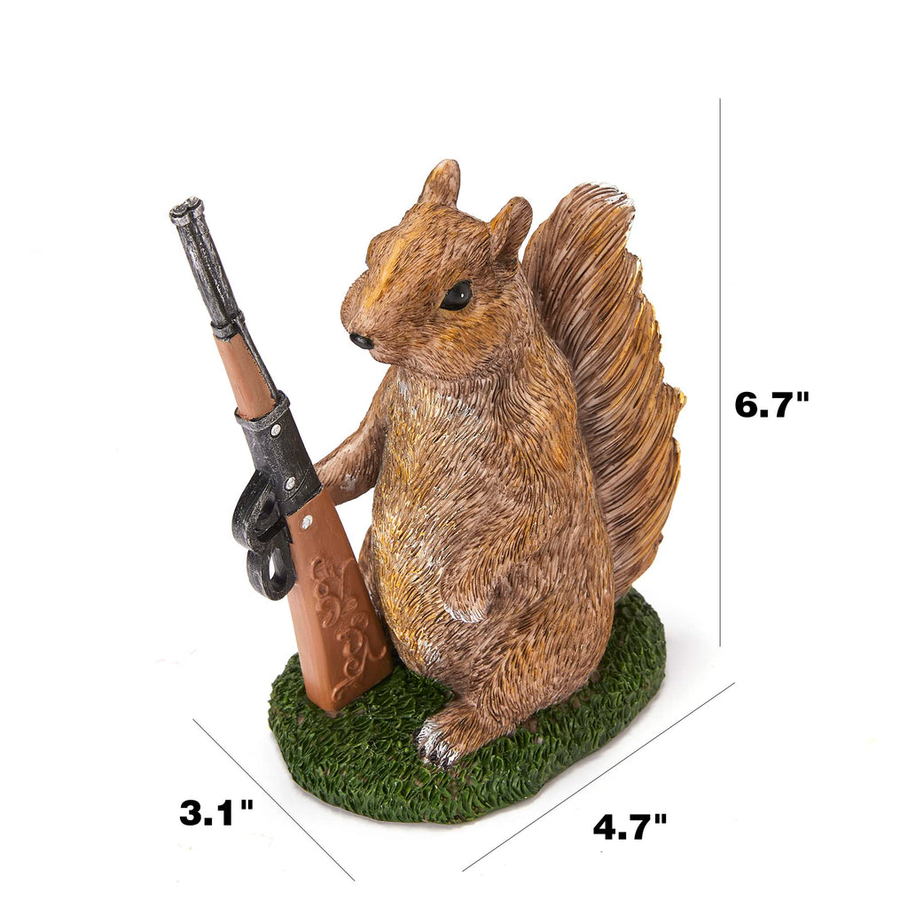Garden Squirrel Guard Statue, Soldier Gnome - Woodland Friend Garden Decor Statues, Animal Gnome Statues, Waterproof Figure Indoor & Outdoor Lawn Squirrels Ornament Funny Decoration Gifts 6.7" H Gift