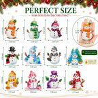 Ferraycle 12 Pcs Snowman Diamond Art Christmas Ornaments Kit, Multicolor