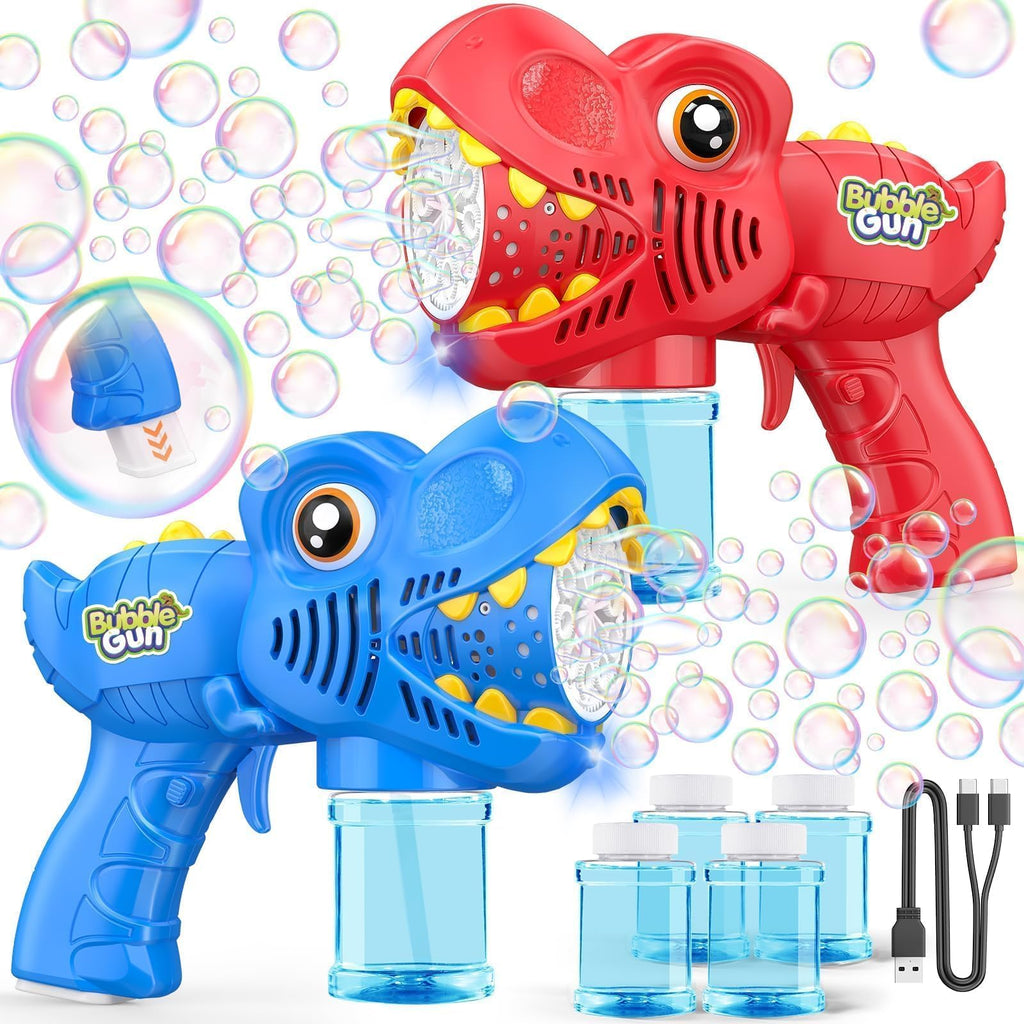 Yunaking Bubble Machine Gun 2 Pack Rechargeable Kids Toys Gift Ages 3-5 4-8