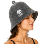 OTONANOSAUNABU Gray Sauna Hat – Japanese Design, 100% Wool Felt,Double-Layer Reversible Sauna Cap for Men & Women,Heat Protection Finnish Banya Hat