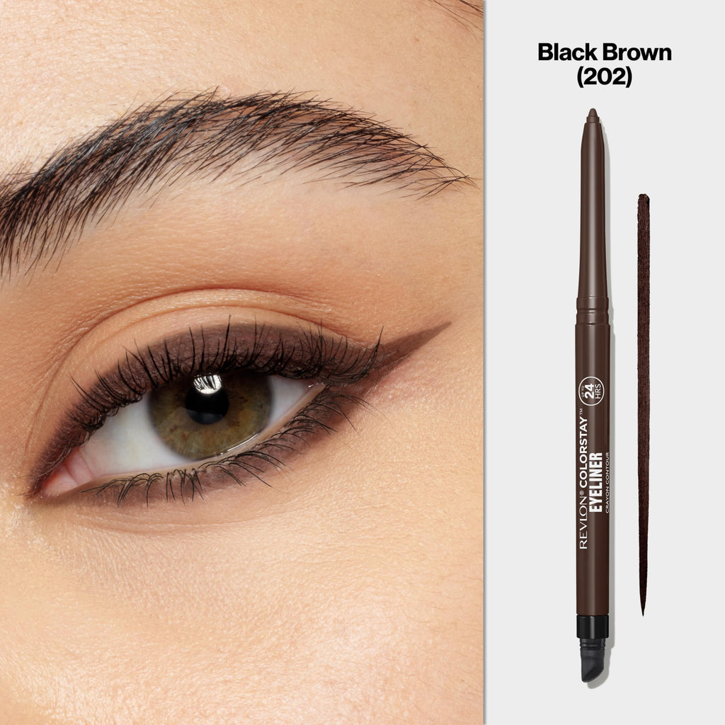 Revlon ColorStay Pencil Waterproof Eyeliner, Smudge-Proof, Eye Makeup with Built-In Sharpener, 202 Black Brown, 2 pack