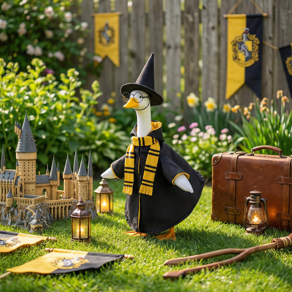 Tmovjxv 4 Pcs Halloween Wizard Porch Goose Outfit, Lawn Porch Goose Clothes